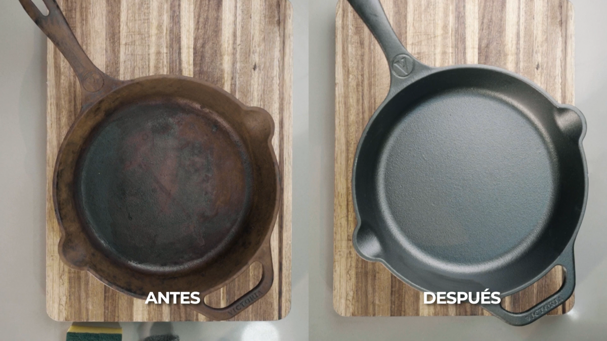 Quita el óxido de tu sartén de hierro fundido curado y déjalo como nuevo.