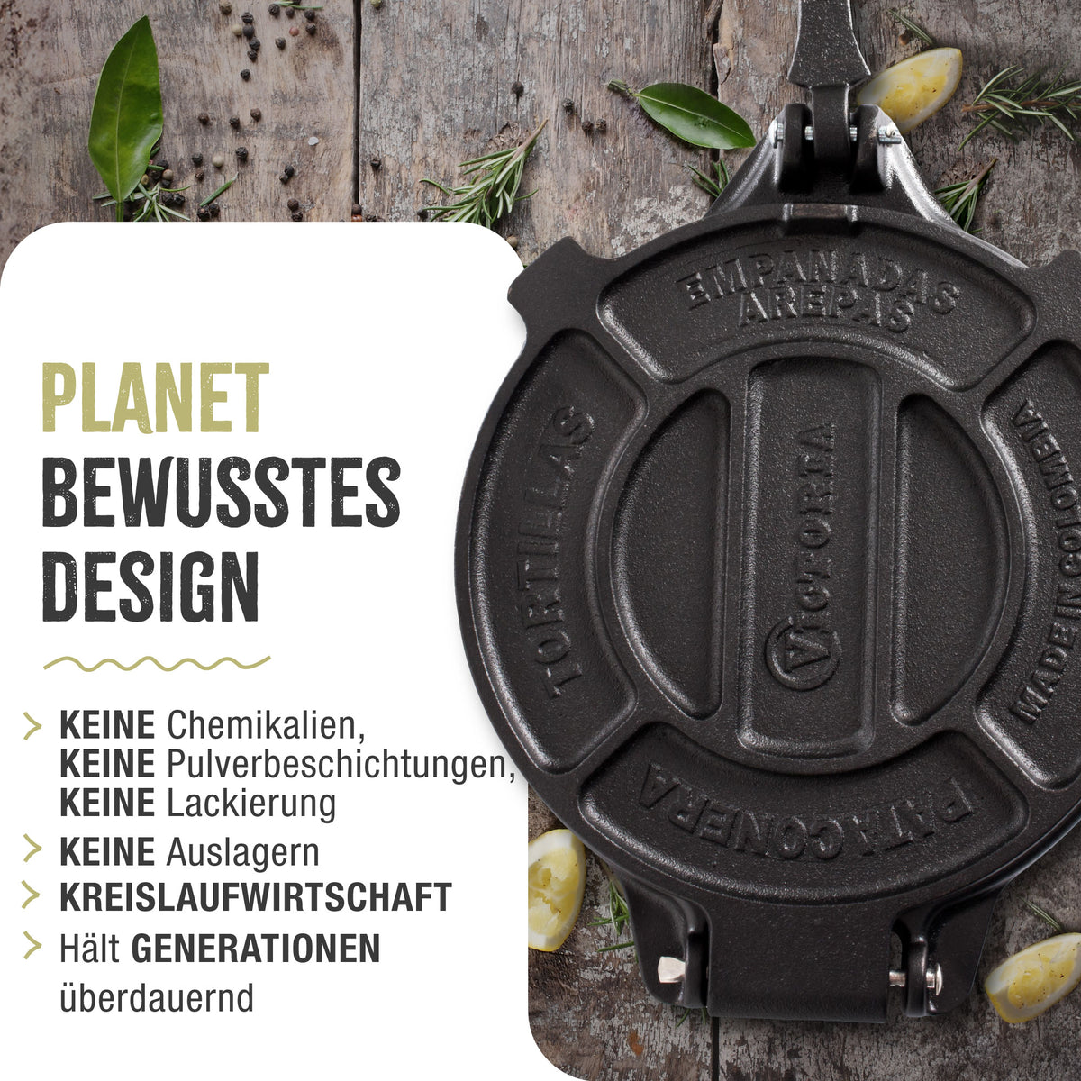Pataconera-Tortillapresse Gusseisen Eingebrannte Ø 20 cm