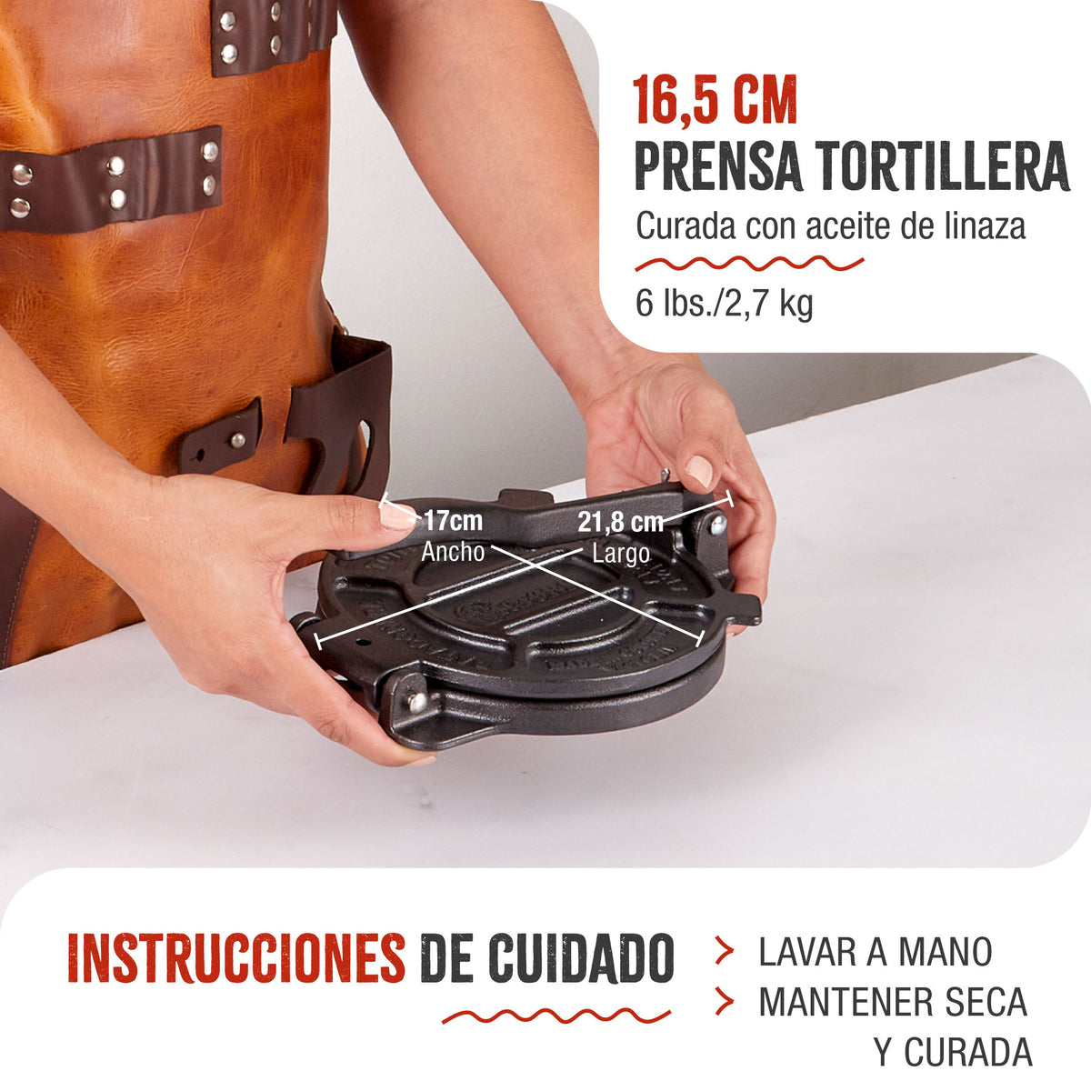 Tortillera Pataconera Hierro Fundido Curado Ø 16.5 cm