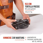Pataconera-Tortillapresse Gusseisen Eingebrannte Ø 16.5 cm