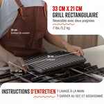 Plaque à Griller Réversible en Fonte Assaisonnée 33×21 cm