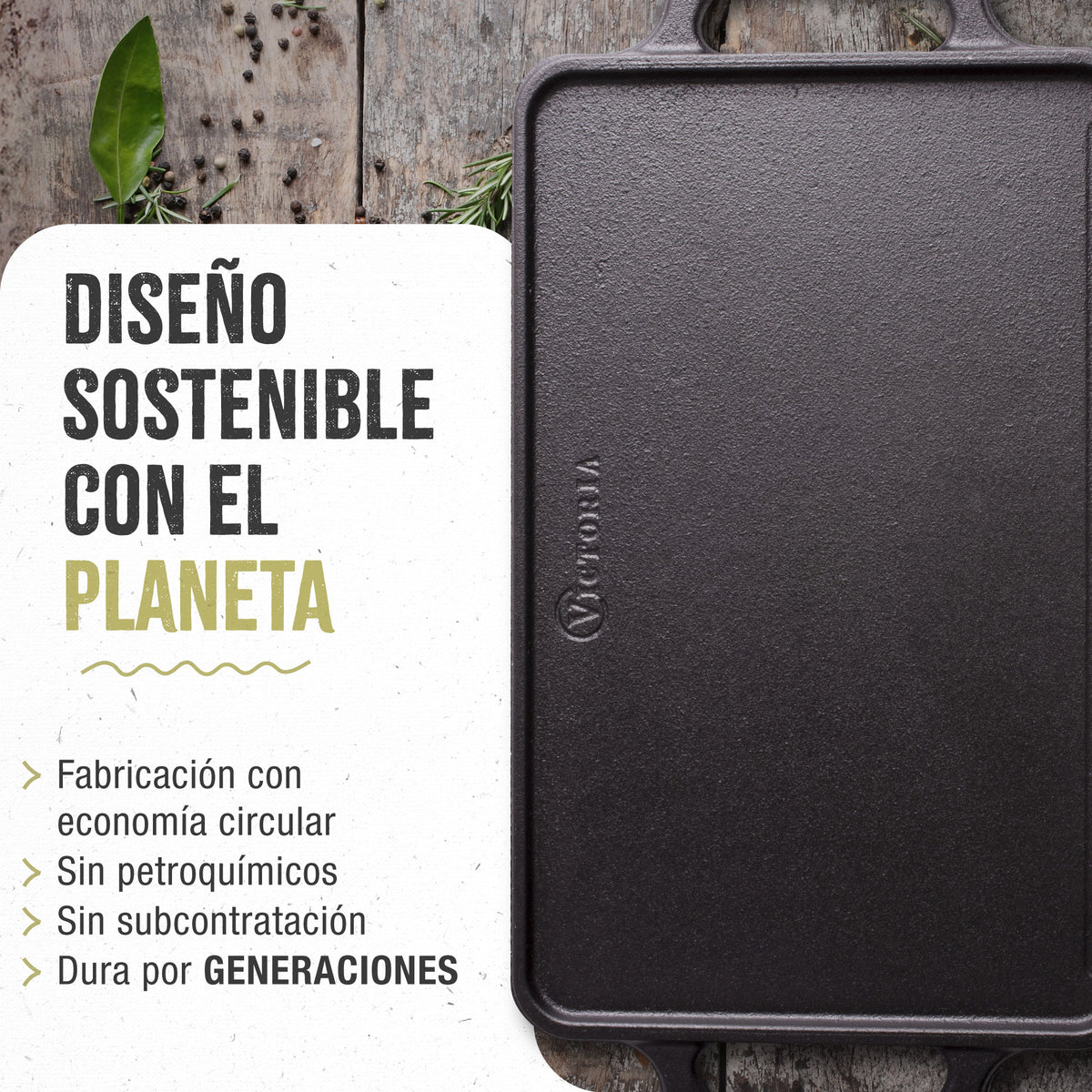 Plancha Asar Reversible Hierro Fundido Curado 33x21cm