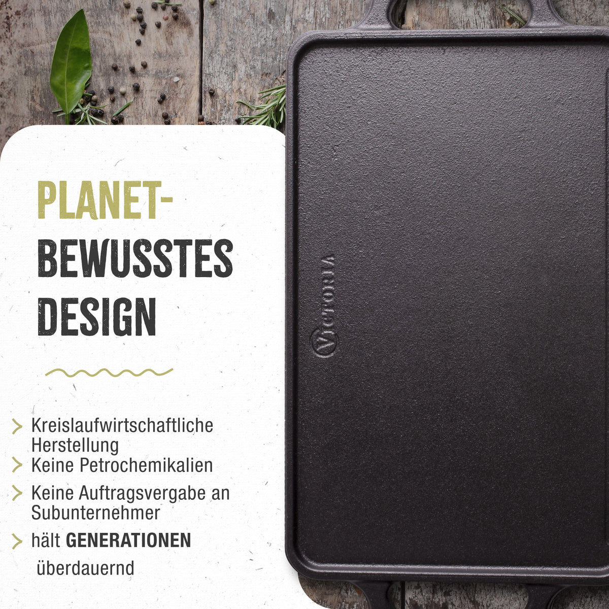 Wendbare Grillplatte Gusseisen Eingebrannt 33x21 cm