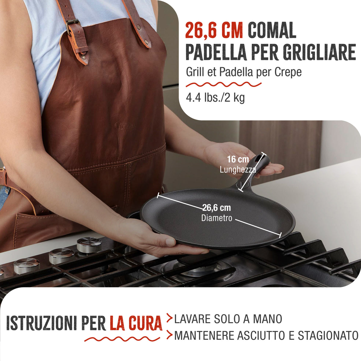 Padella per Grigliare Comal in Ghisa Stagionata Ø26.6 cm
