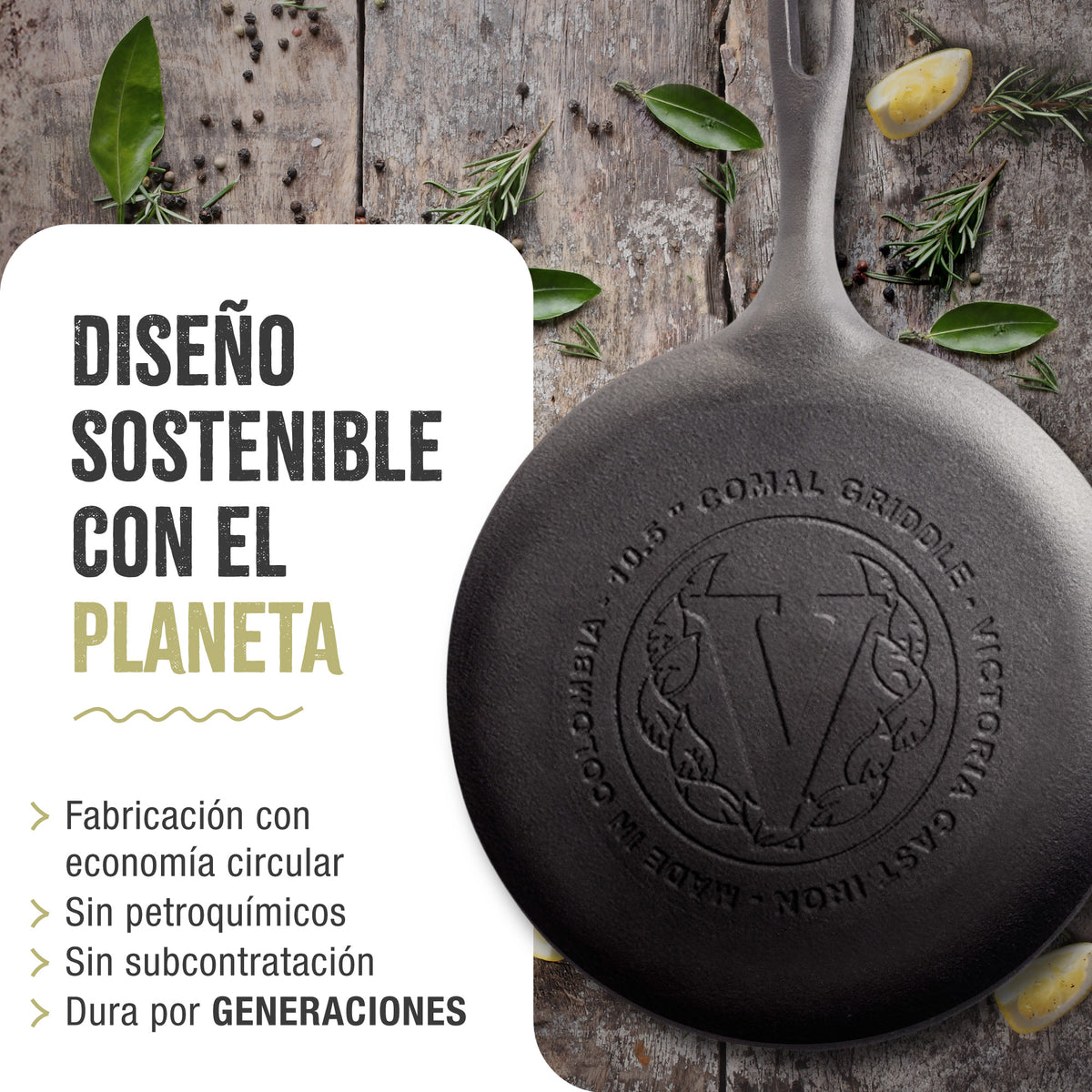 Plancha Comal Hierro Fundido Curado Ø 26.6cm