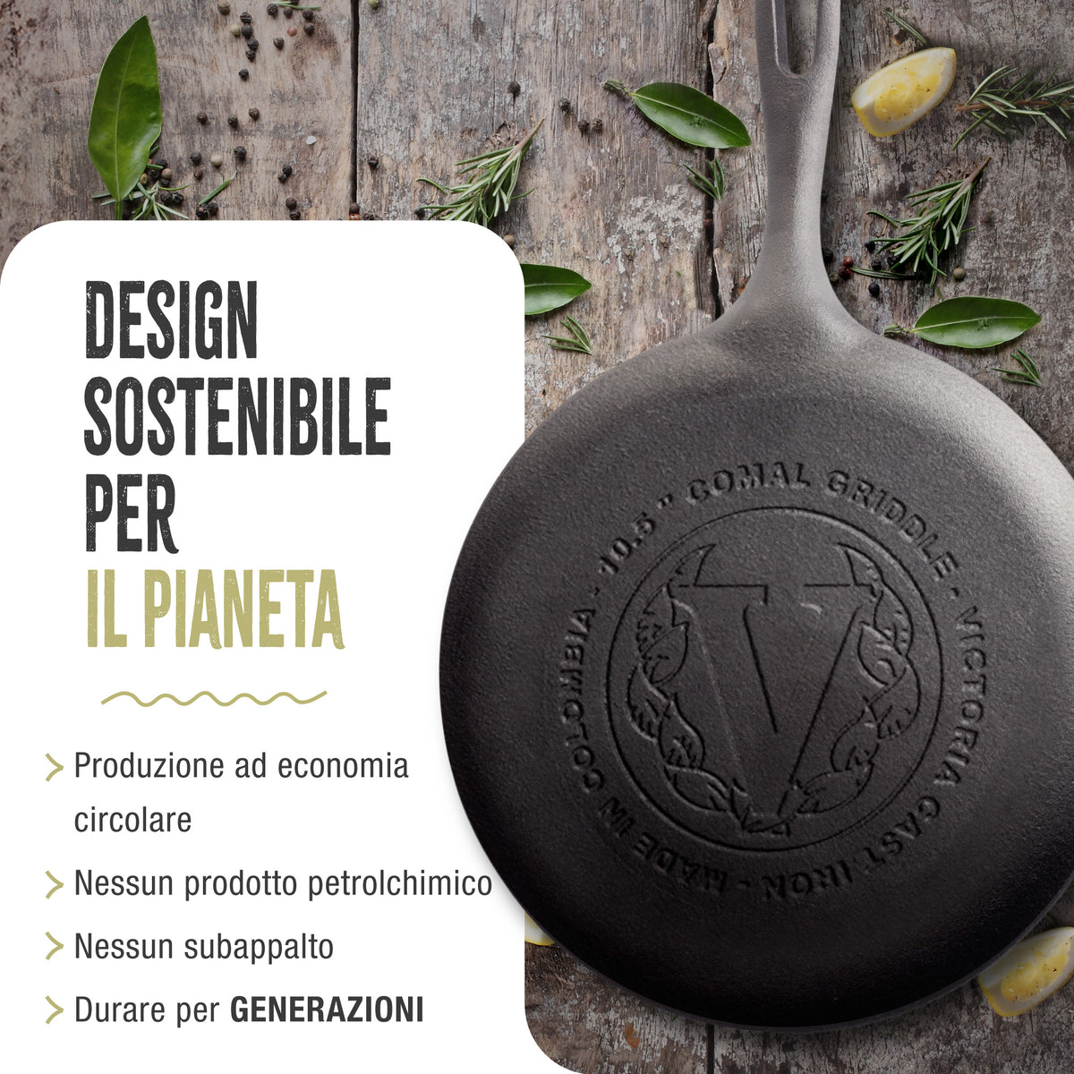 Padella per Grigliare Comal in Ghisa Stagionata Ø26.6 cm