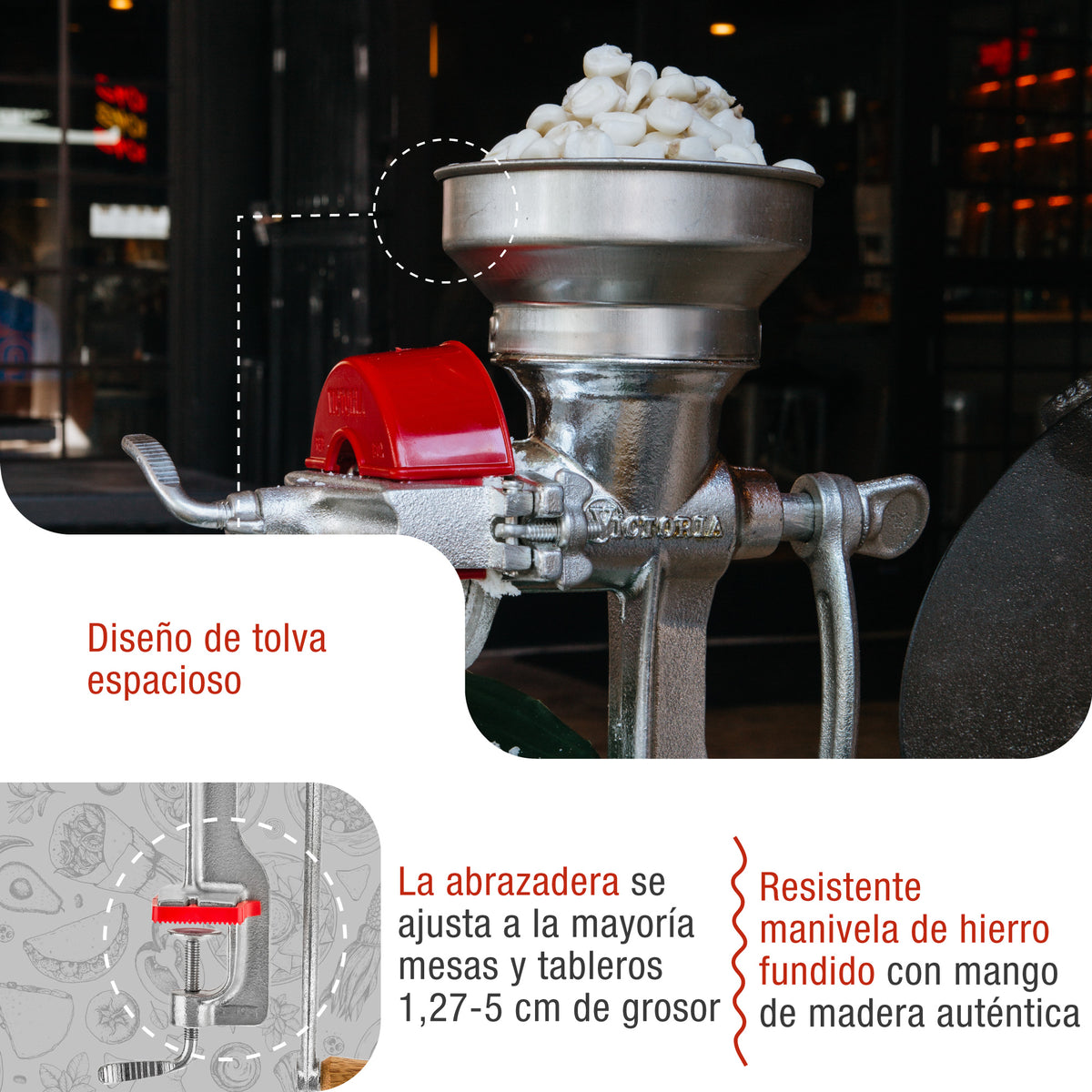 Molino Manual de Hierro Fundido Tolva Baja