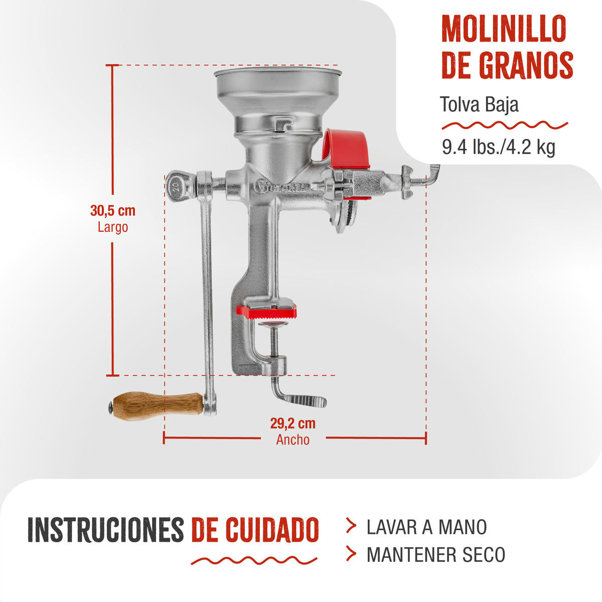 Molino Manual de Hierro Fundido Tolva Baja