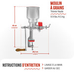 Moulin à Grains Manuel en Fonte avec Trémie Haute