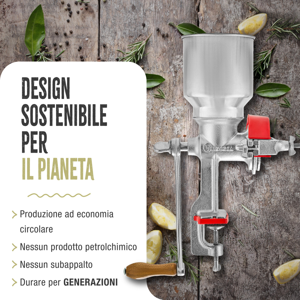 Mulino Manuale in Ghisa con Tramoggia Alta