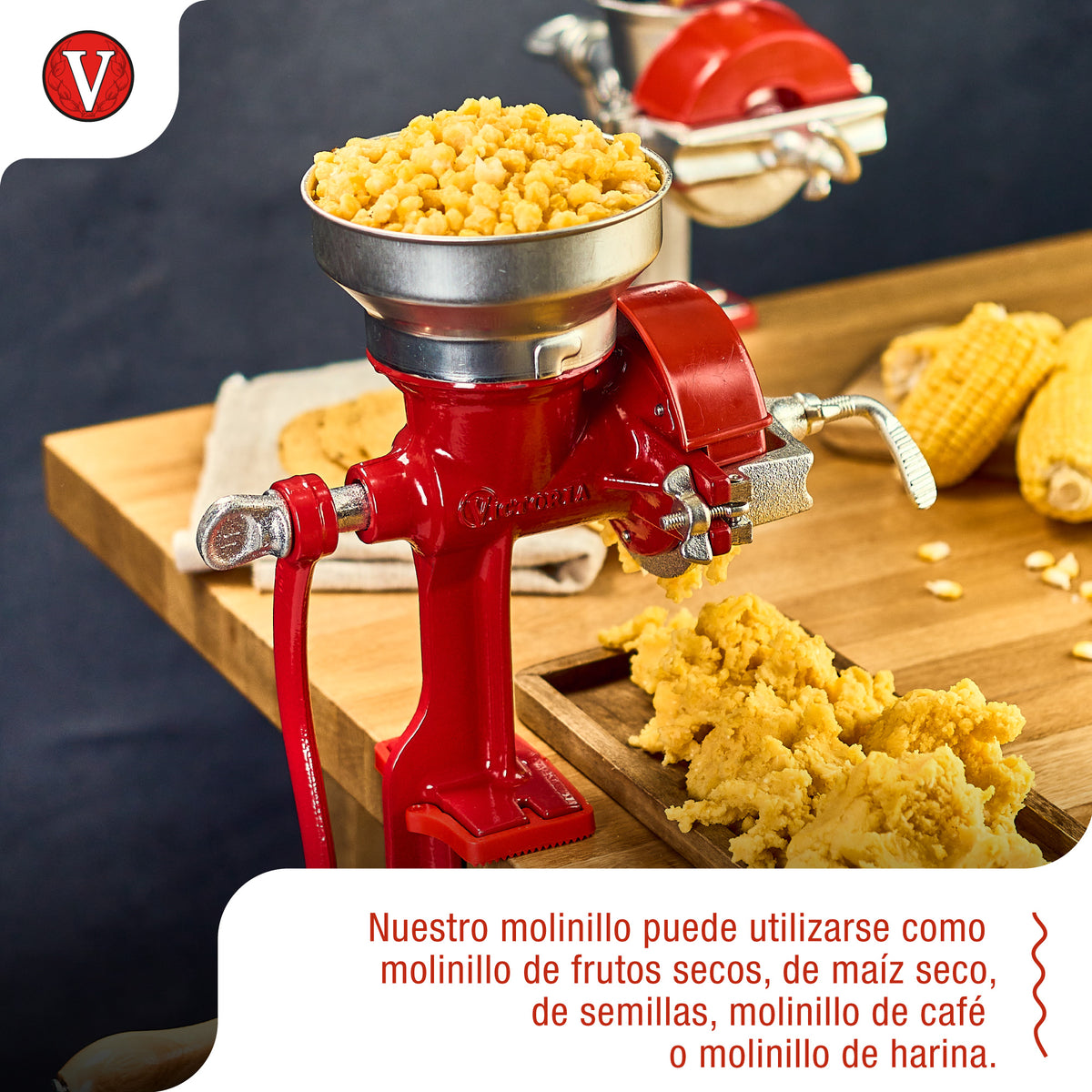 Molino Manual de Hierro Fundido Tolva Baja Rojo