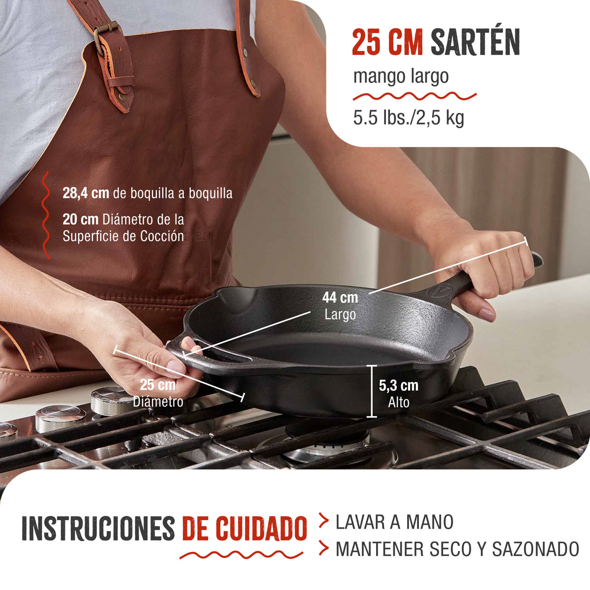 Sartén Hierro Fundido Curado Ø 25cm