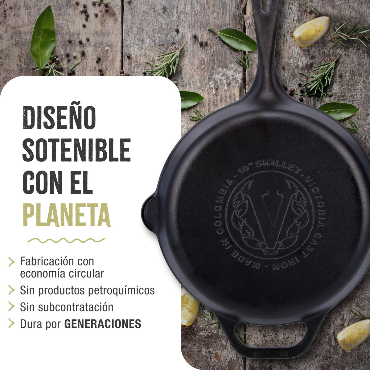 Sartén Hierro Fundido Curado Ø 25cm