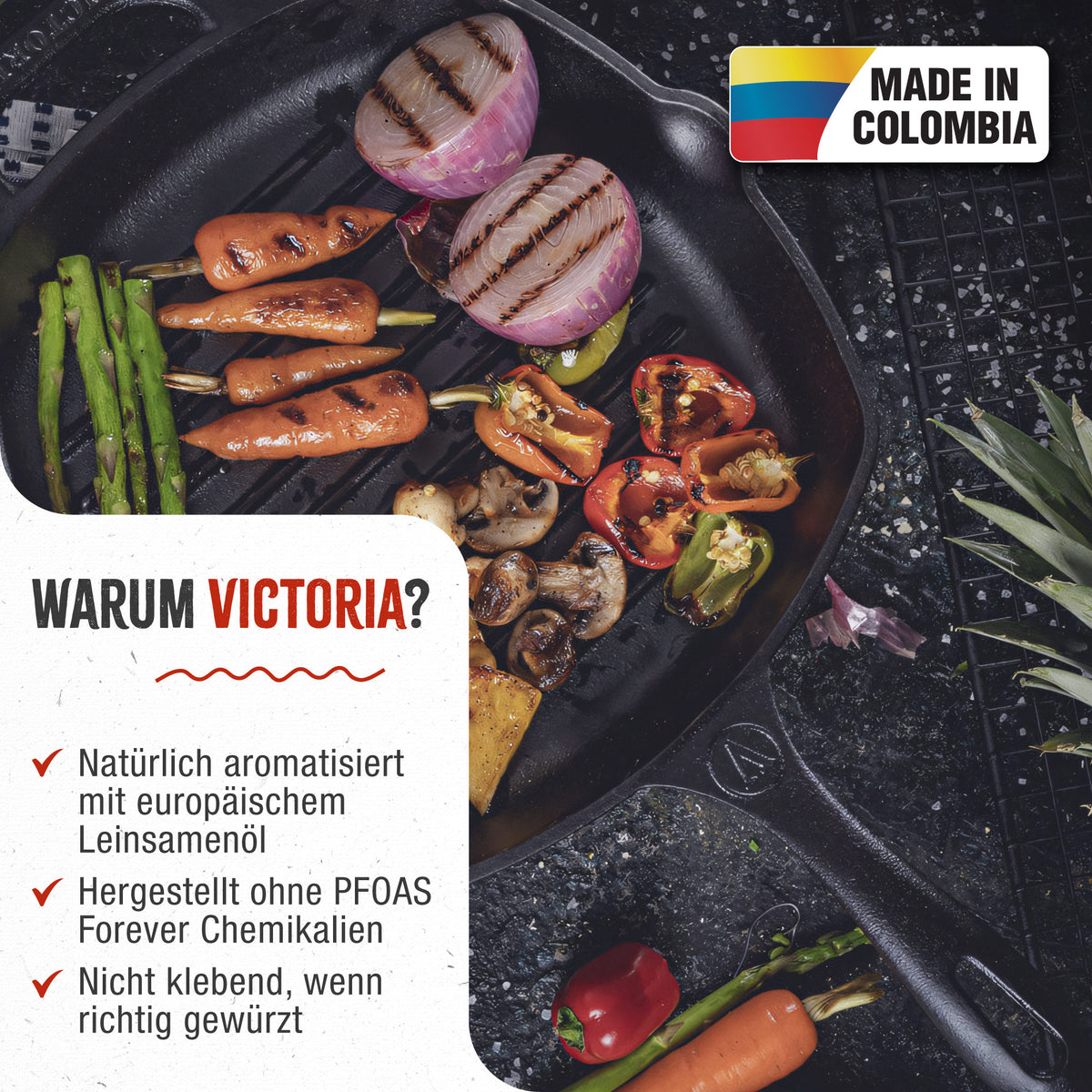 Grillpfanne Gusseisen Eingebrannte 25x25 cm