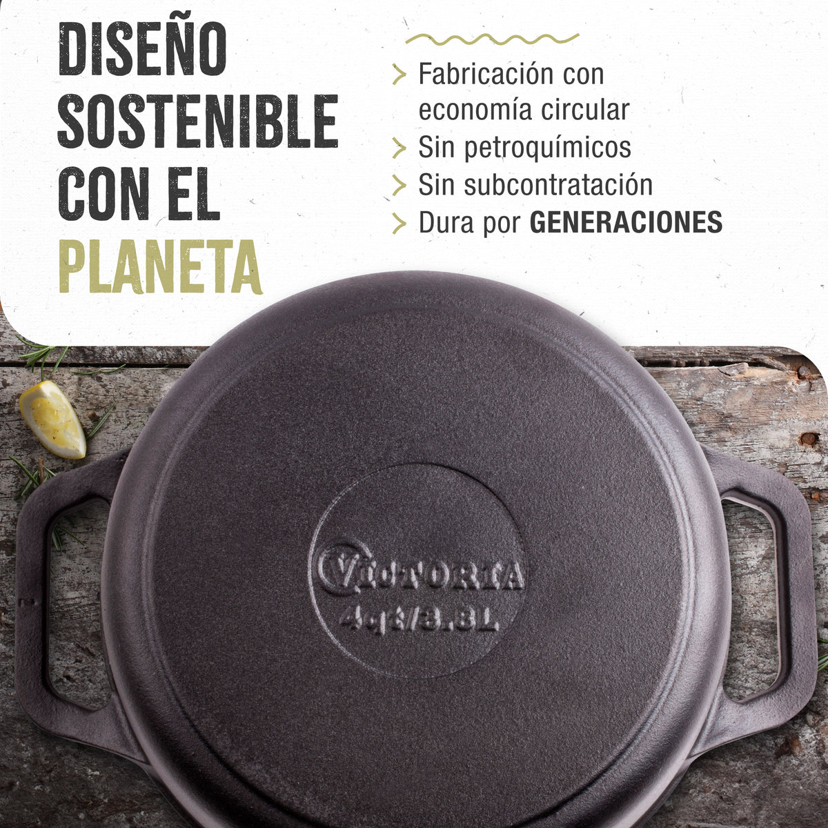 Horno Holandés Hierro Fundido Curado 3.8L