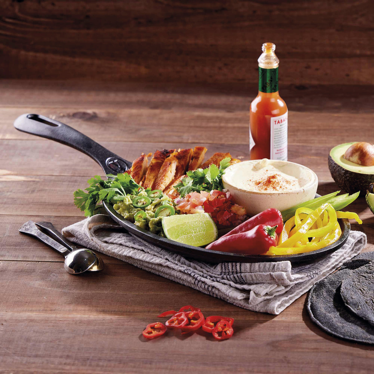 Sartén Fajita Hierro Fundido Curado 25x18cm