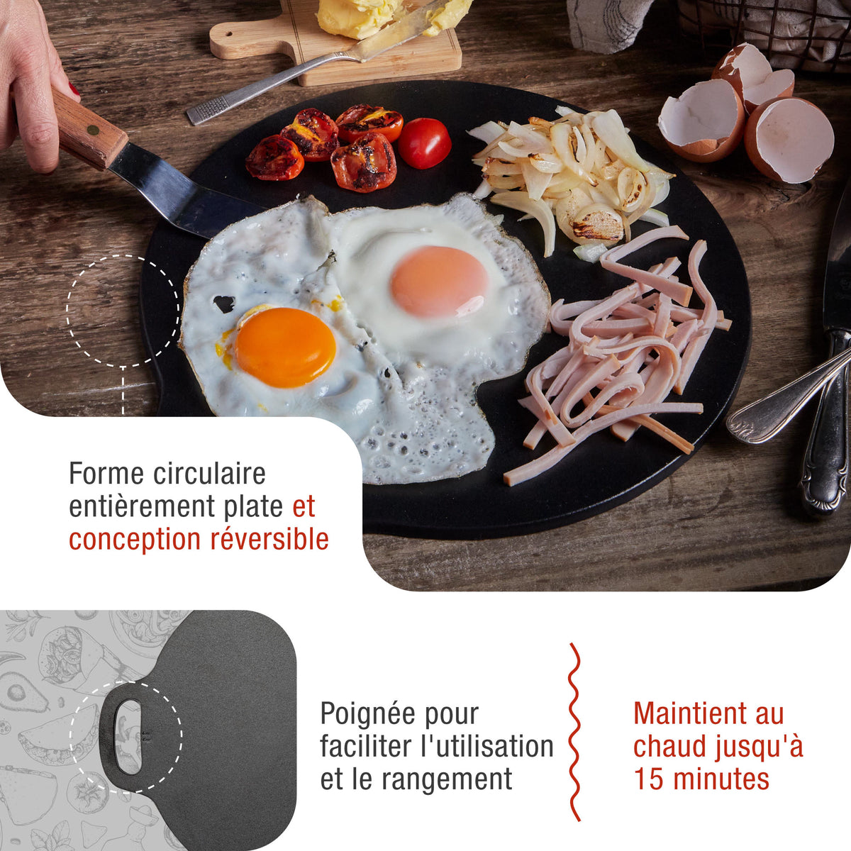 Plaque à Griller pour Pizza Budare en Fonte Assaisonné Ø38 cm