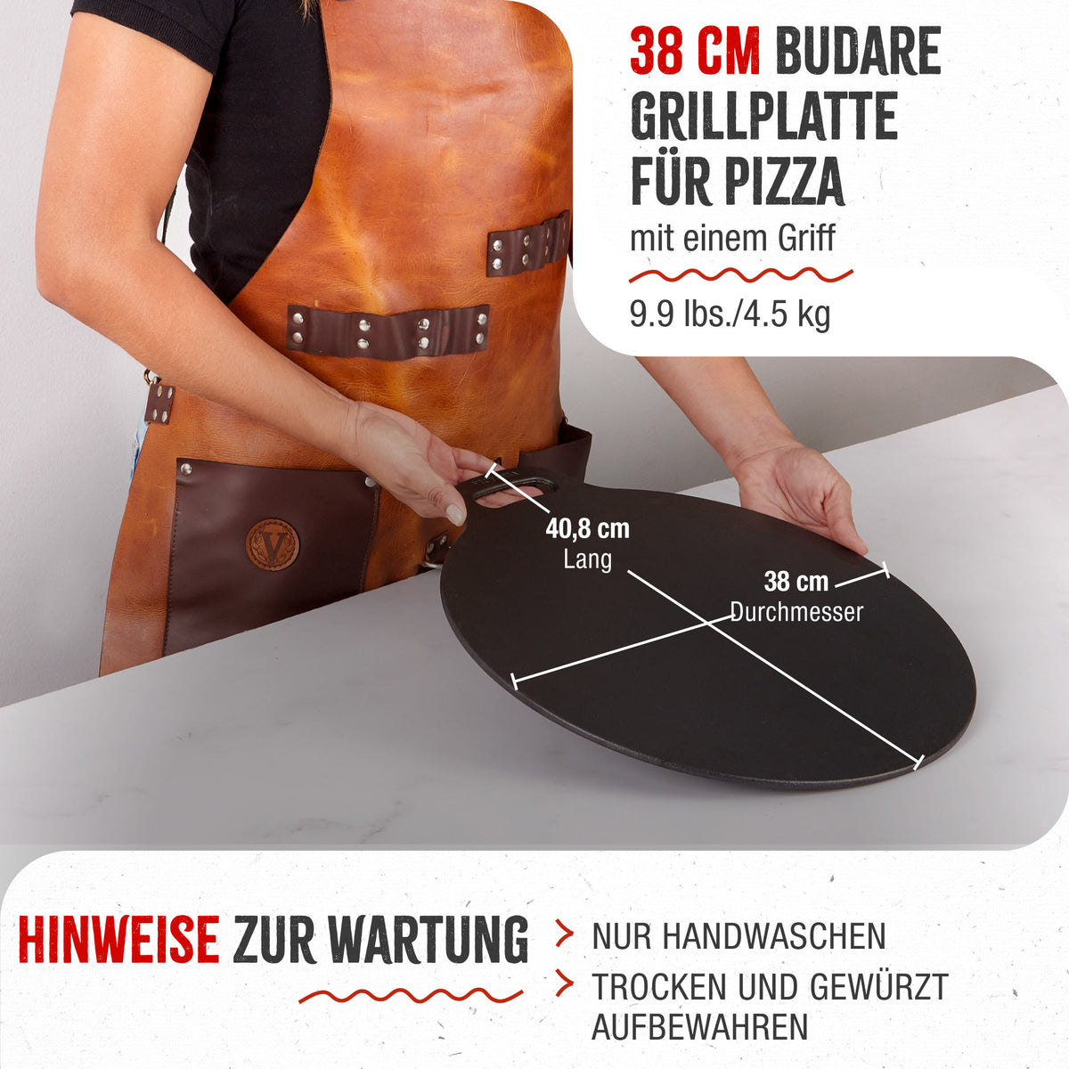 Grillplatte Budare Gusseisen Eingebrannte Ø 38 cm
