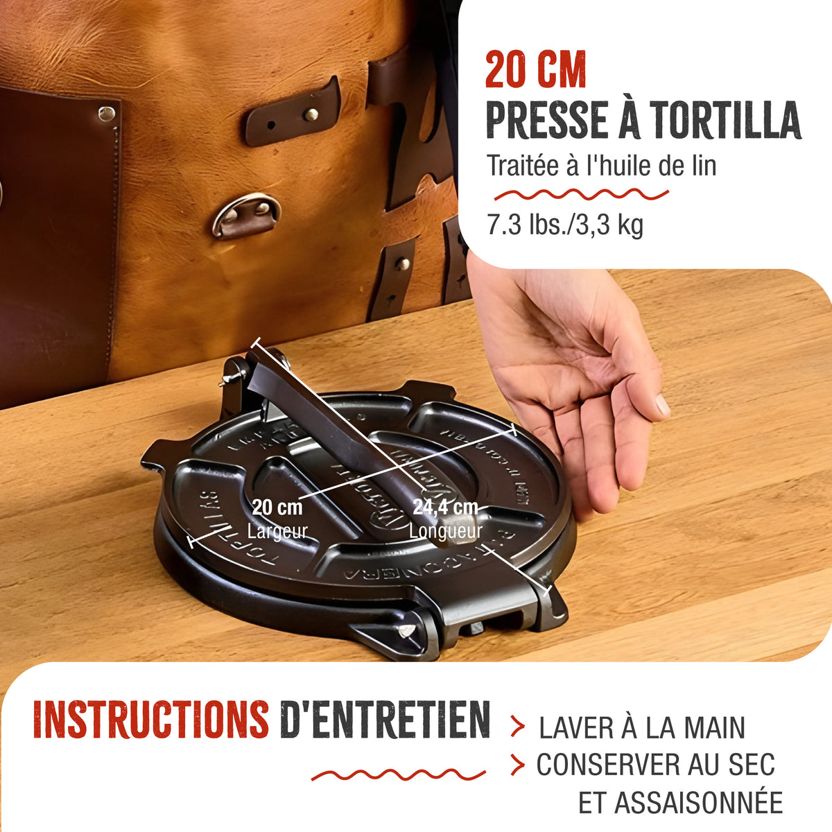 Presse à Tortilla - Pataconera HD en Fonte Assaisonné Ø20 cm