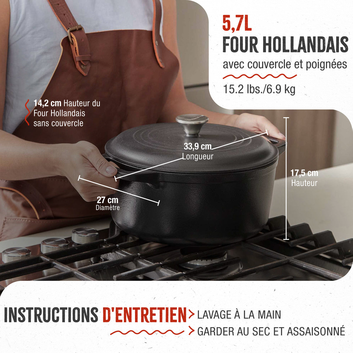 Cocotte en Fonte Assaisonnée 5.7 L