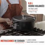 Horno Holandés Hierro Fundido Curado 6.6L