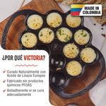 Provoletera Sartén Hierro Fundido Curado 15 Huecos para Poffertjes y Takoyaki