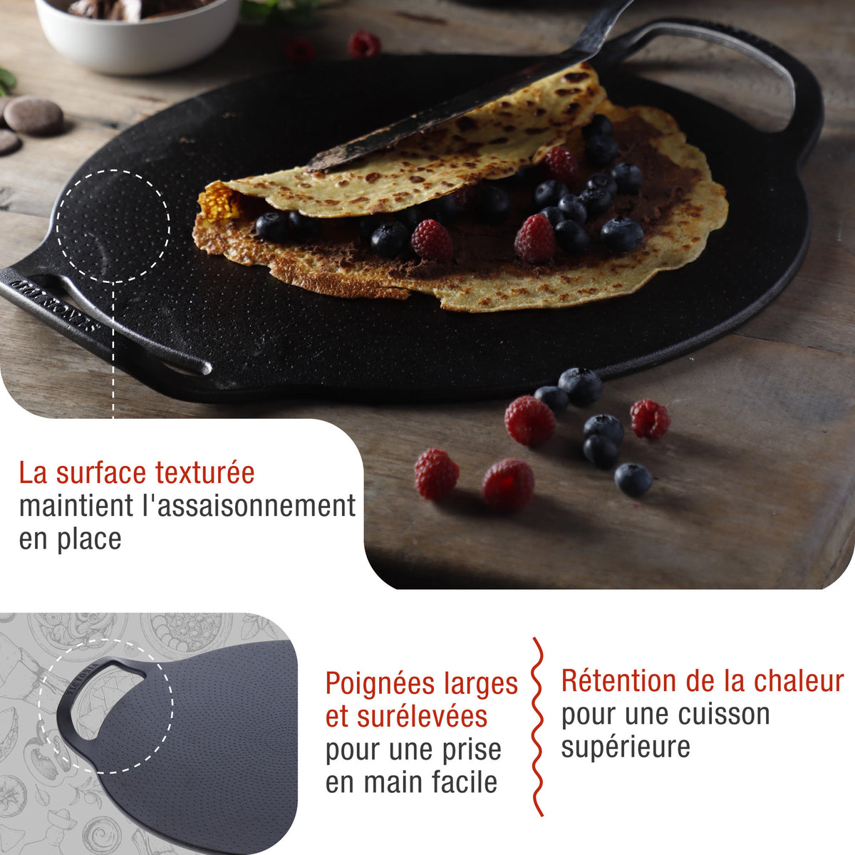 Plaque à Griller pour Pizza en Fonte Assaisonnée Ø38 cm