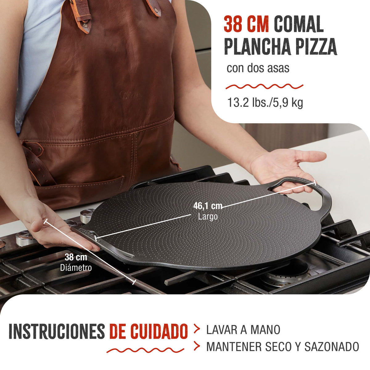 Plancha Pizza Hierro Fundido Curado Ø 38cm