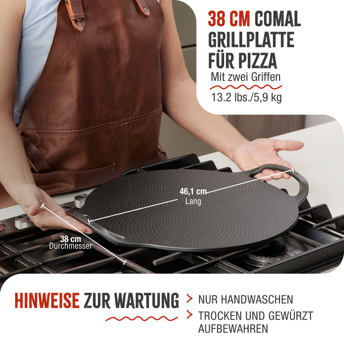 Grillplatte fur Pizza Gusseisen Eingebrannte Ø 38 cm