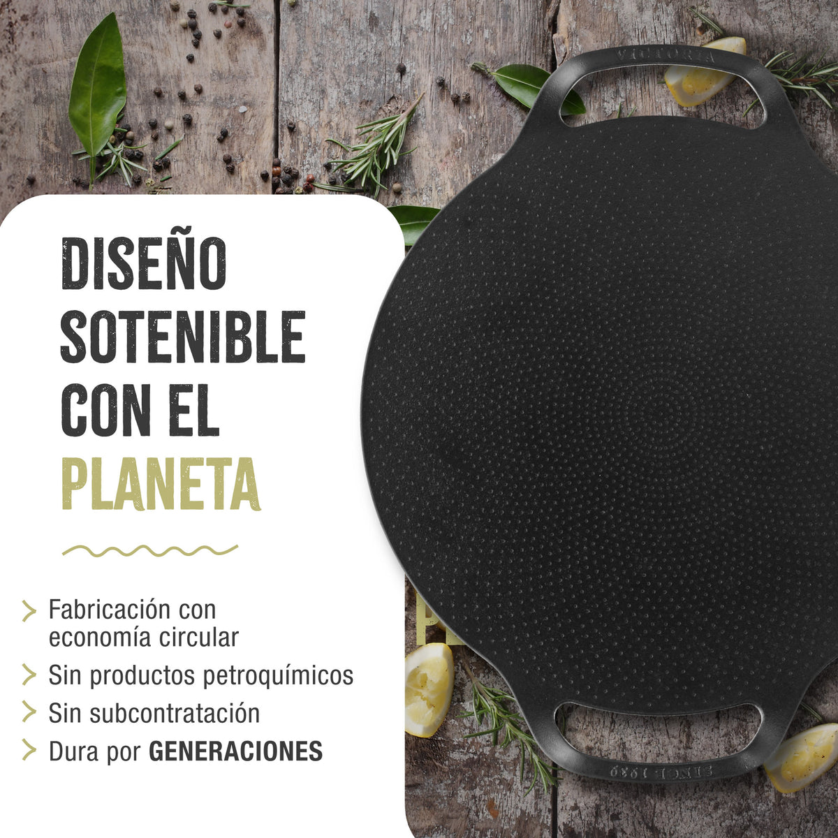 Plancha Pizza Hierro Fundido Curado Ø 38cm