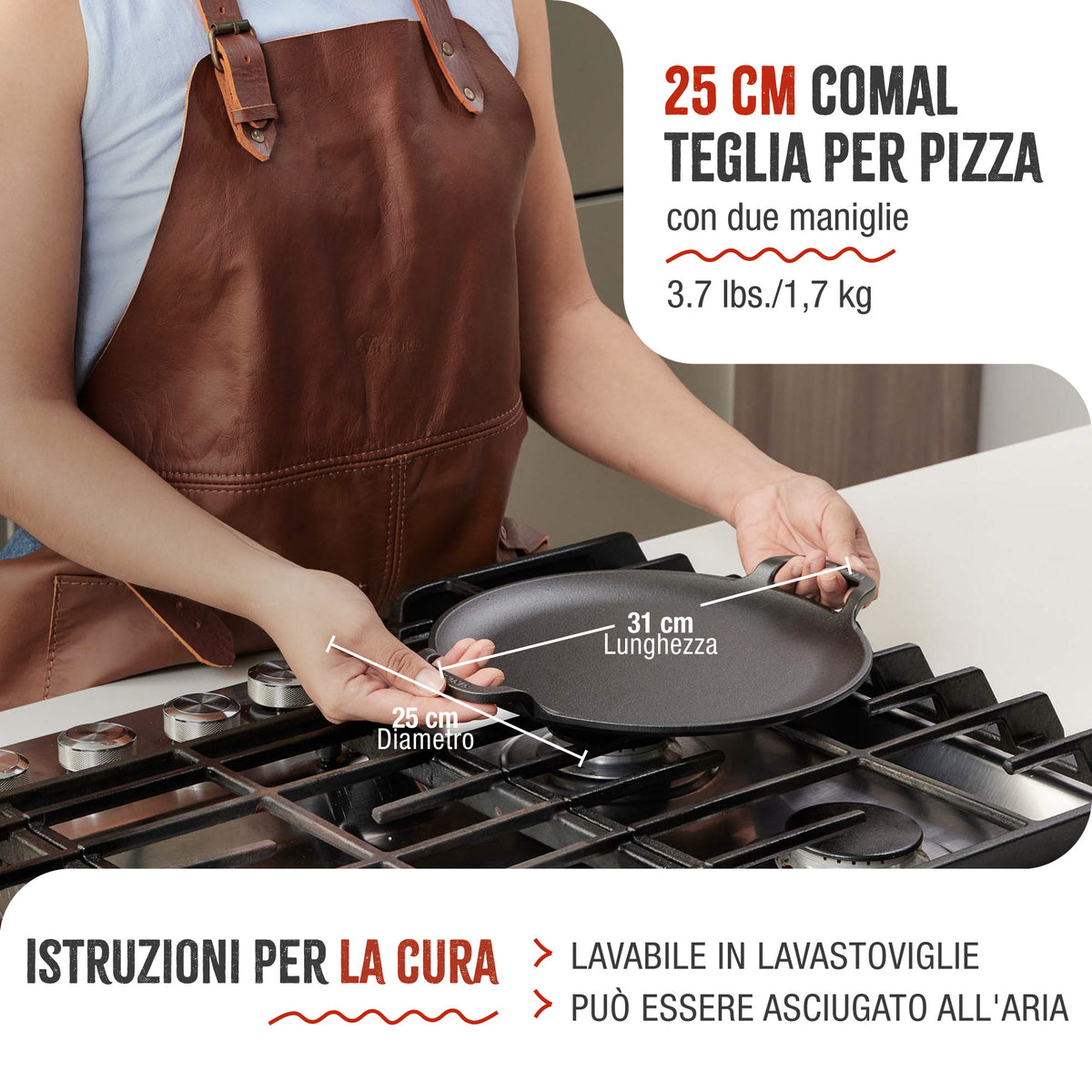 Teglia per Pizza in Ghisa Smaltata Ø25 cm