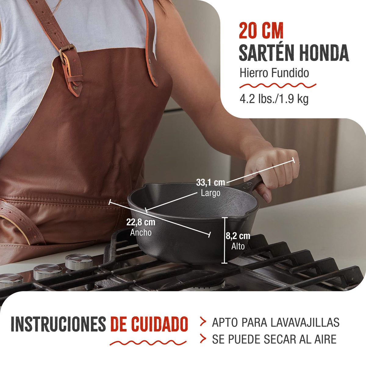 Sartén Honda Hierro Fundido Esmaltado Ø 20cm