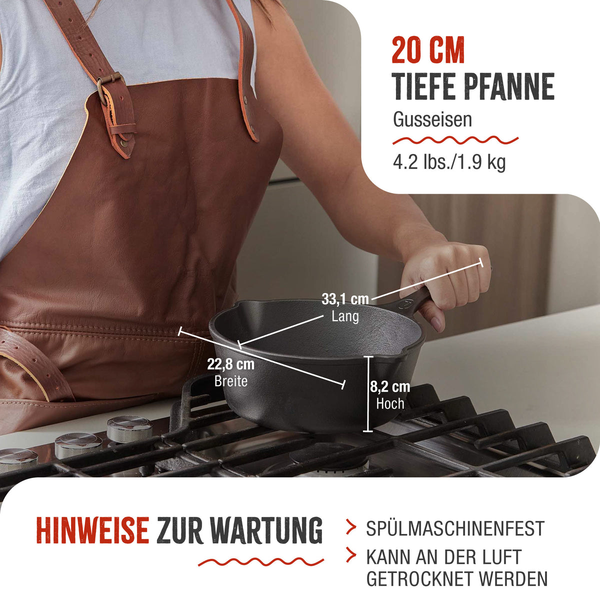 Tiefe Emaillierte Gusseisenpfanne Ø 20 cm