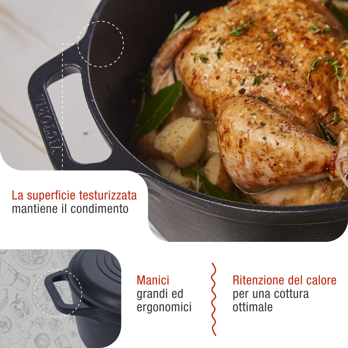 Forno Olandese Pentola in Ghisa Smaltata 5.7 L