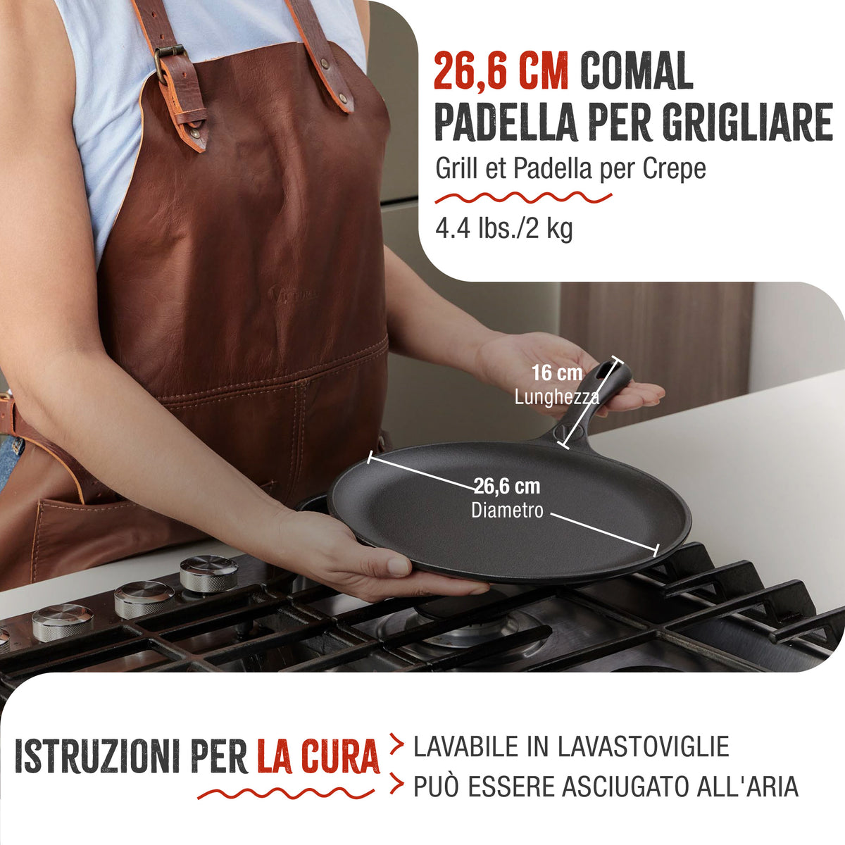Padella per Grigliare Comal in Ghisa Smaltata Ø26.6 cm