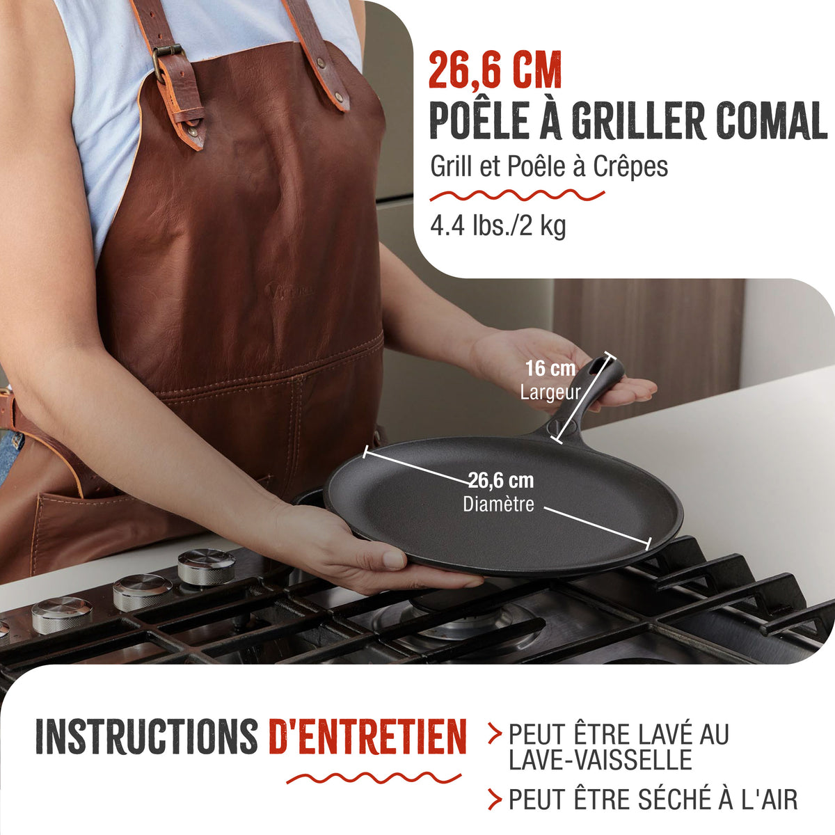 Plaque à Griller Comal en Fonte Émailleé Ø26.6 cm