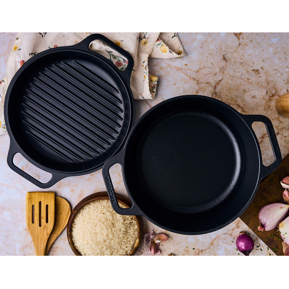 Horno Holandés Combo Hierro Fundido Esmaltado 5.7L