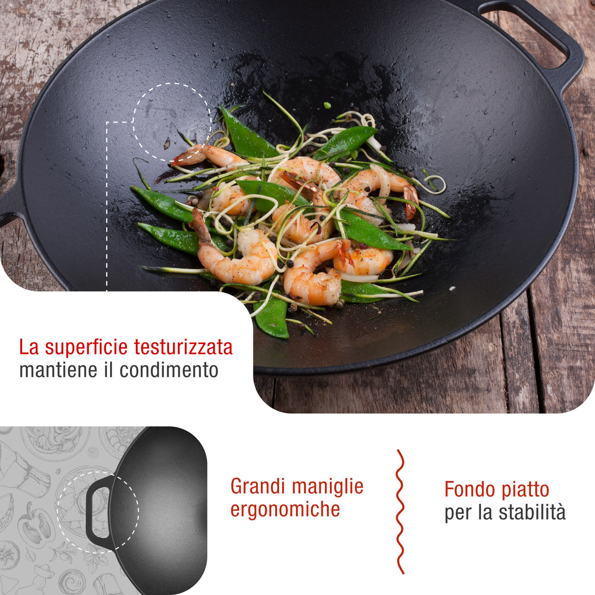 Wok in Ghisa Smaltata Ø35.5 cm
