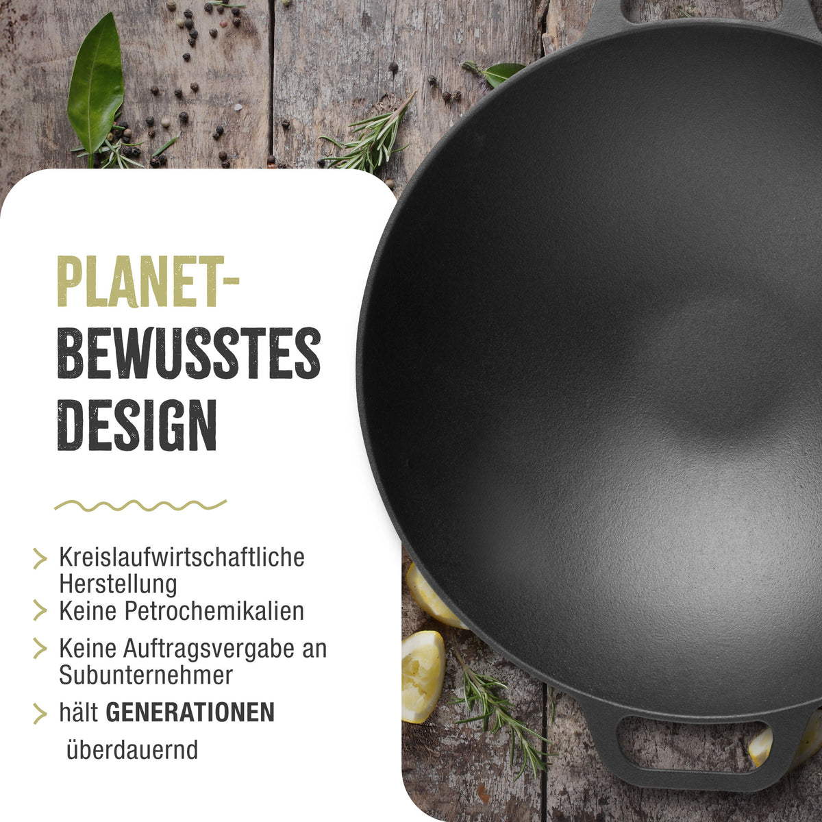 Wok Emaillierte Gusseisenpfanne Ø 35.5 cm