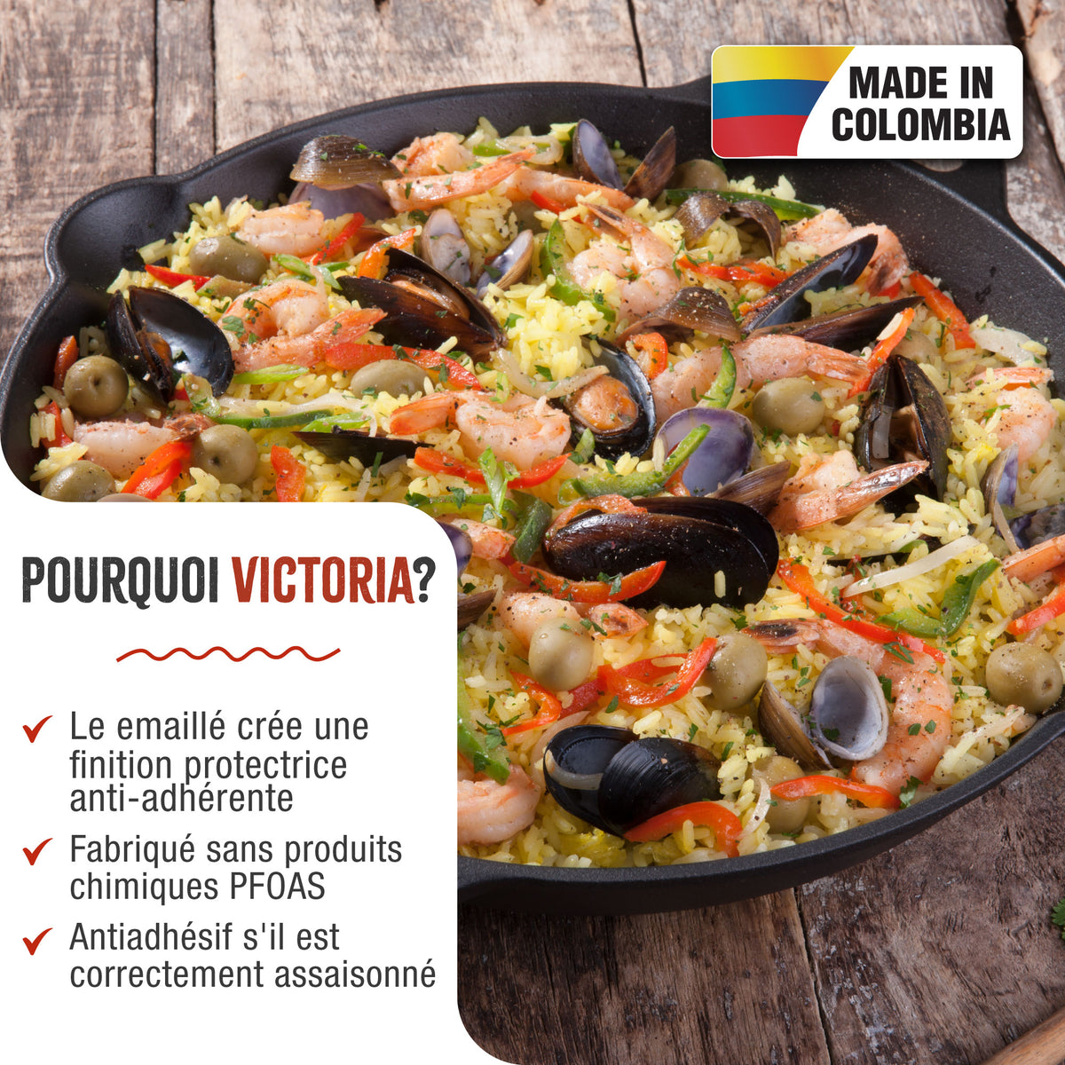 Poêle à Paella en Fonte Émaillée Ø33 cm