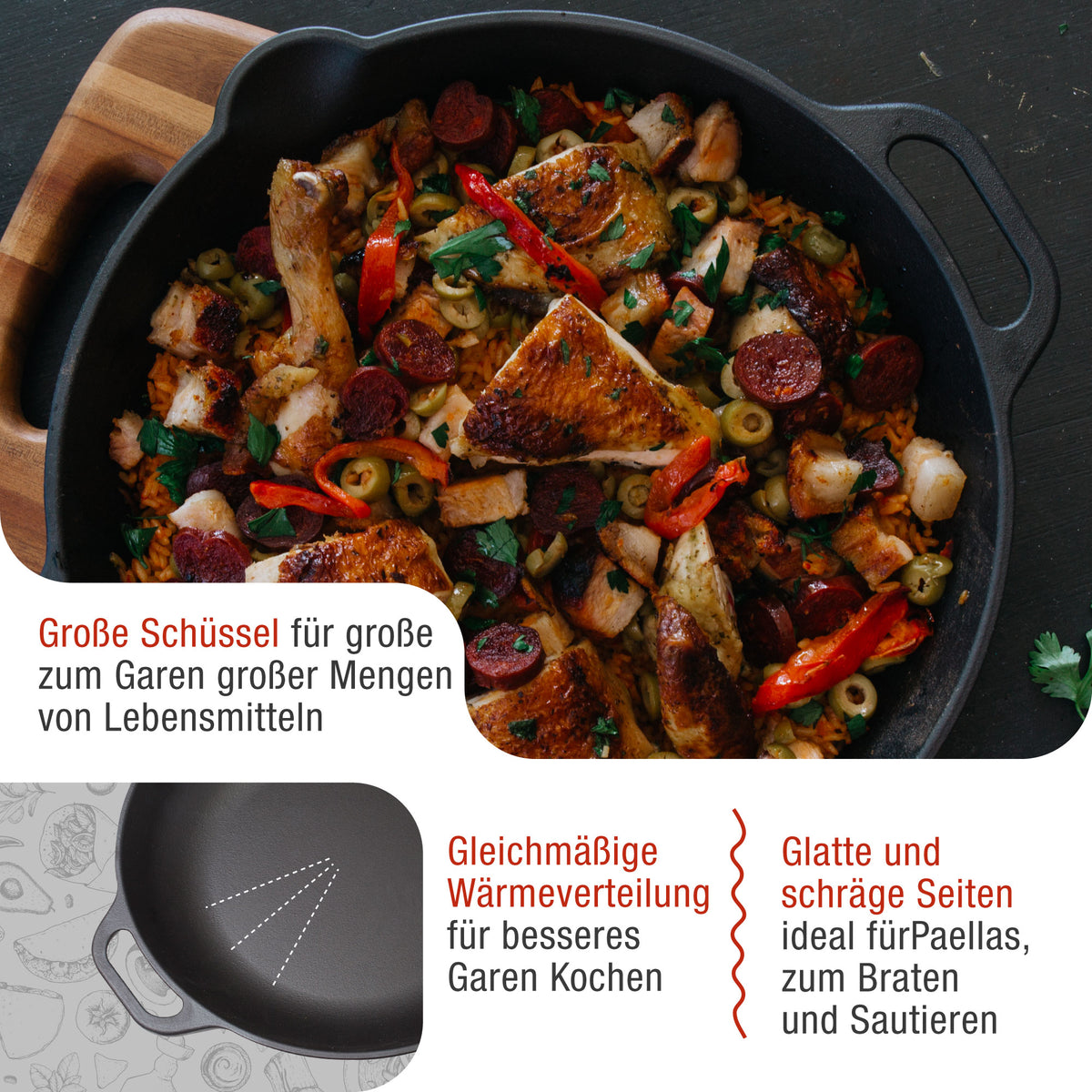 Paellapfanne Emaillierte Gusseisen Ø 33 cm