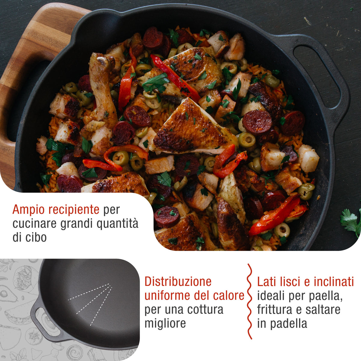 Padella per Paella in Ghisa Smaltata Ø33 cm