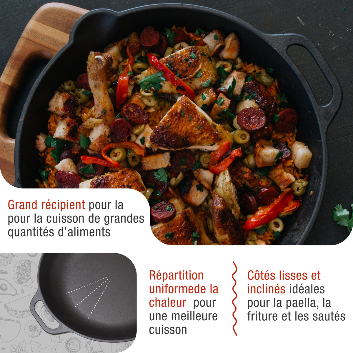 Poêle à Paella en Fonte Émaillée Ø33 cm