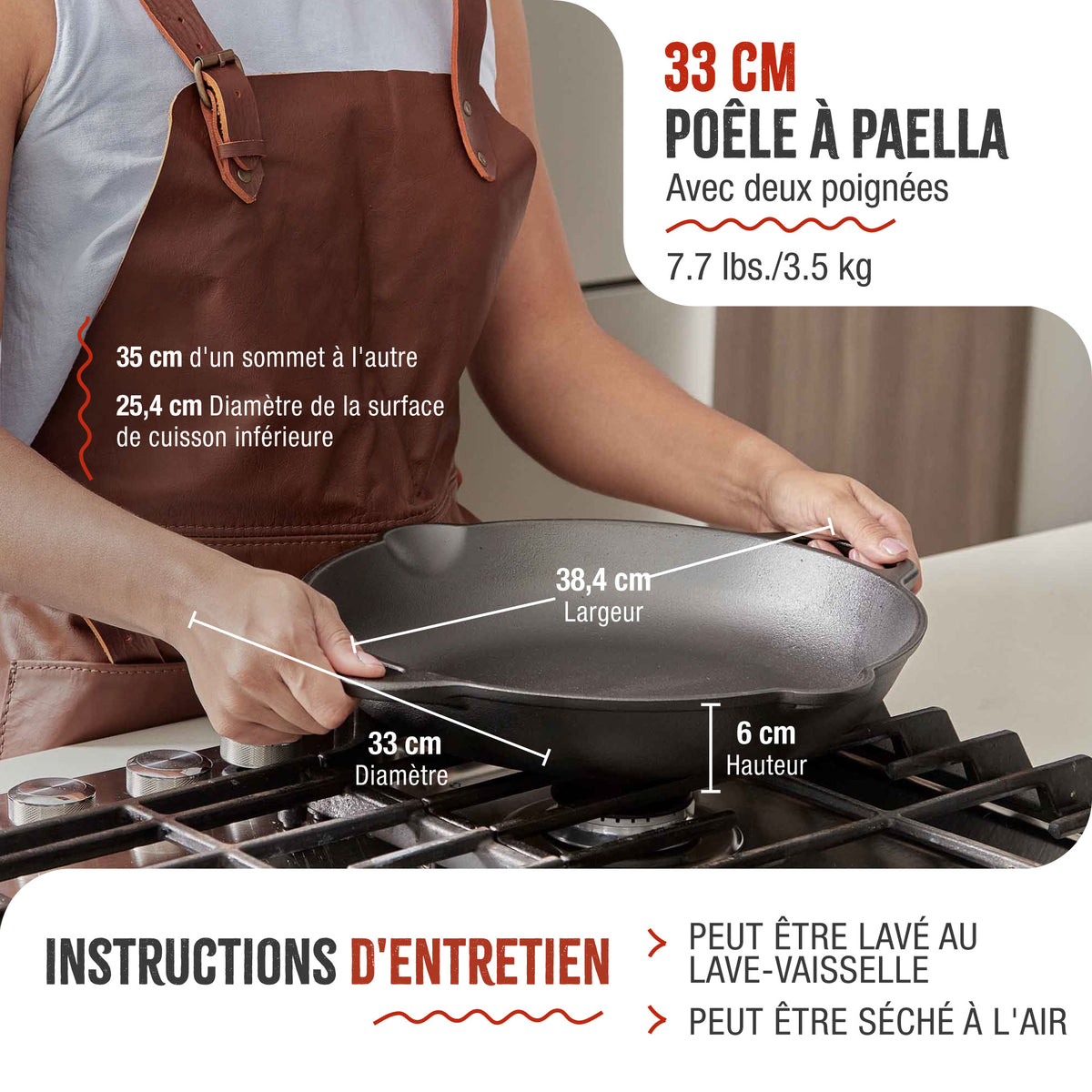 Poêle à Paella en Fonte Émaillée Ø33 cm