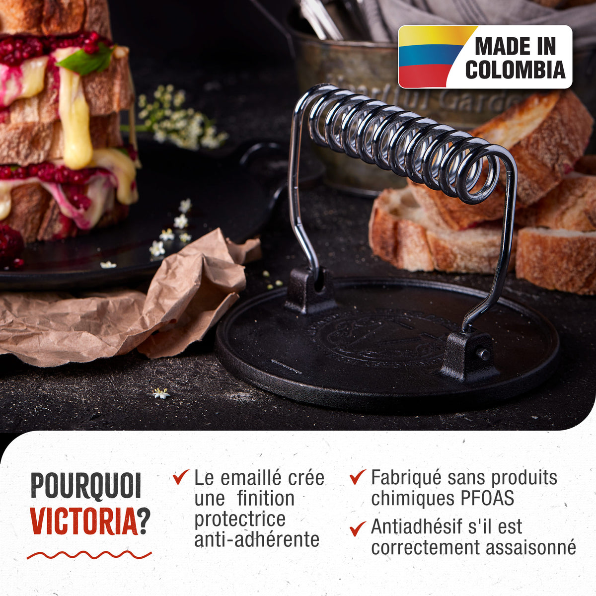 Smash Burger Press en Fonte Émaillée 16.5 cm