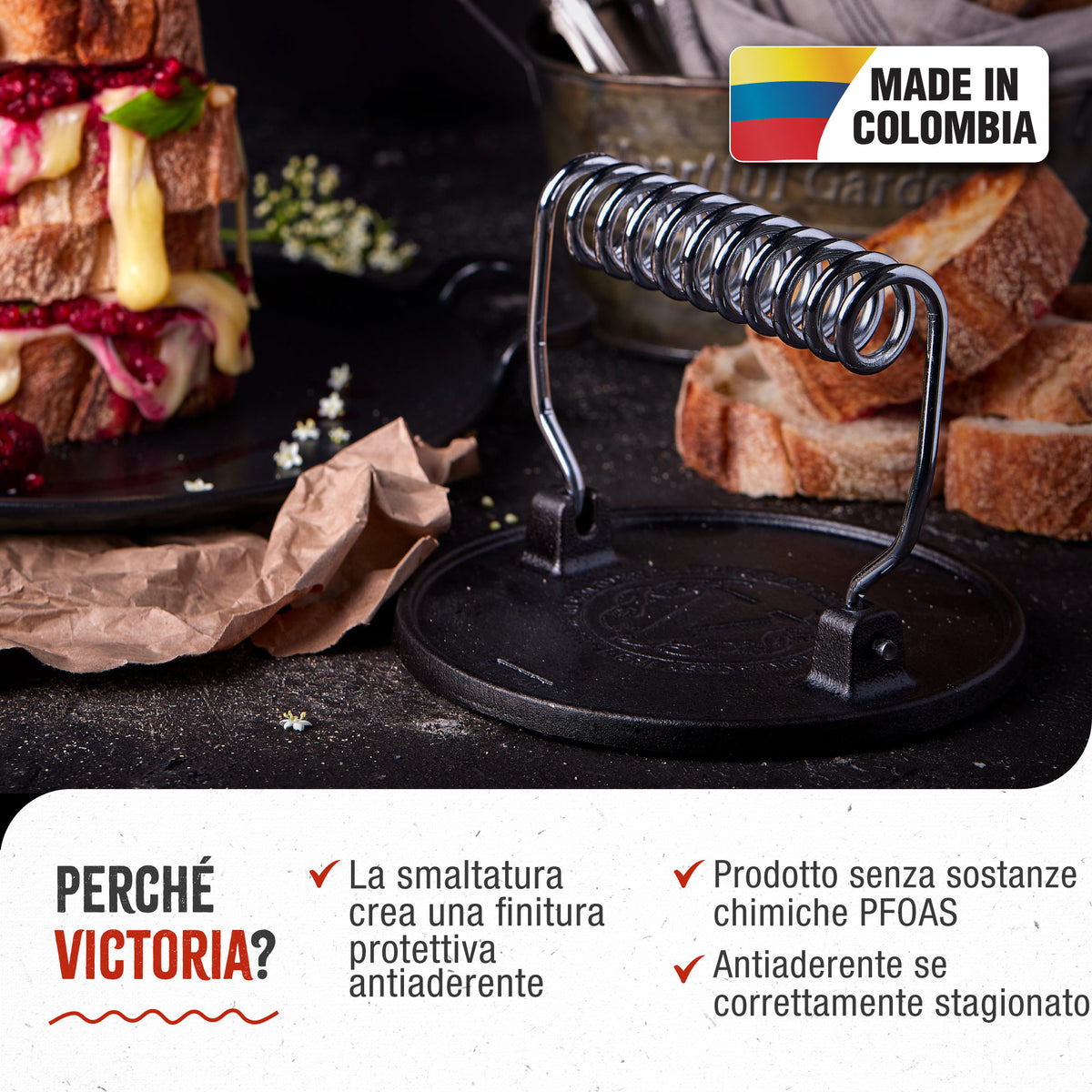 Pressa per Hamburger in Ghisa Smaltata 16.5 cm