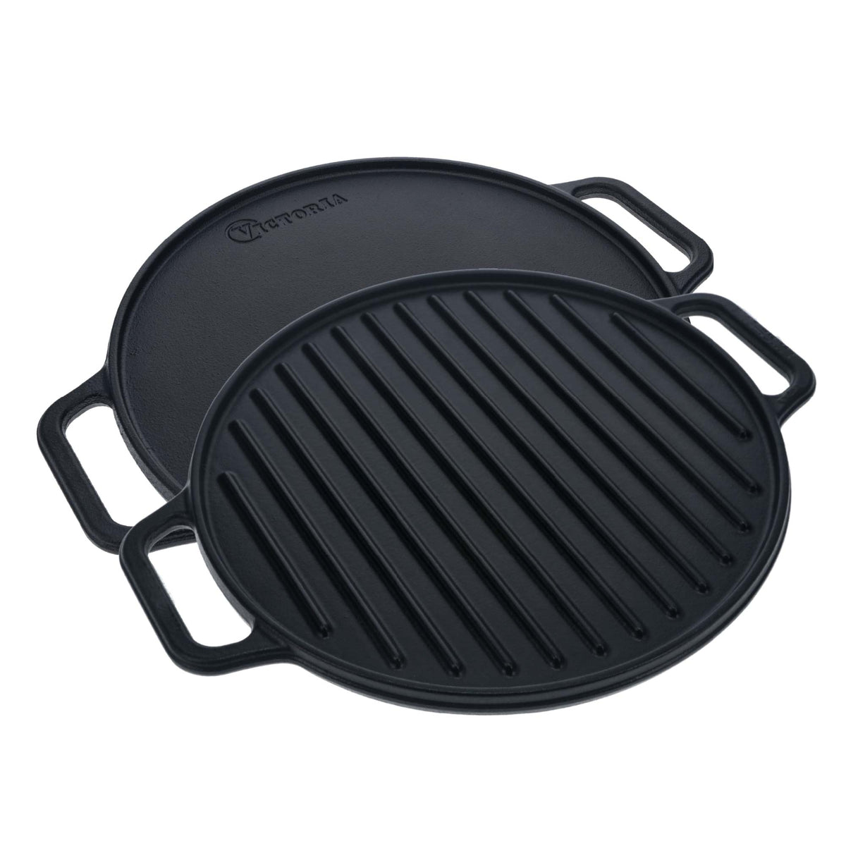 Plaque à Griller Réversible Ronde en Fonte Émaillée Ø32 cm