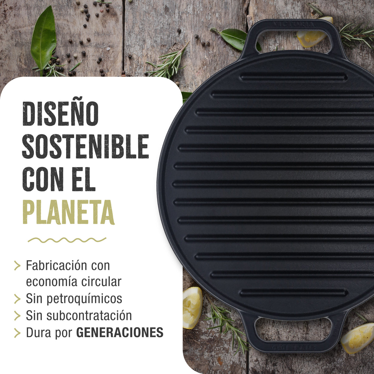 Plancha Asar Redonda Hierro Fundido Esmaltado 32 cm
