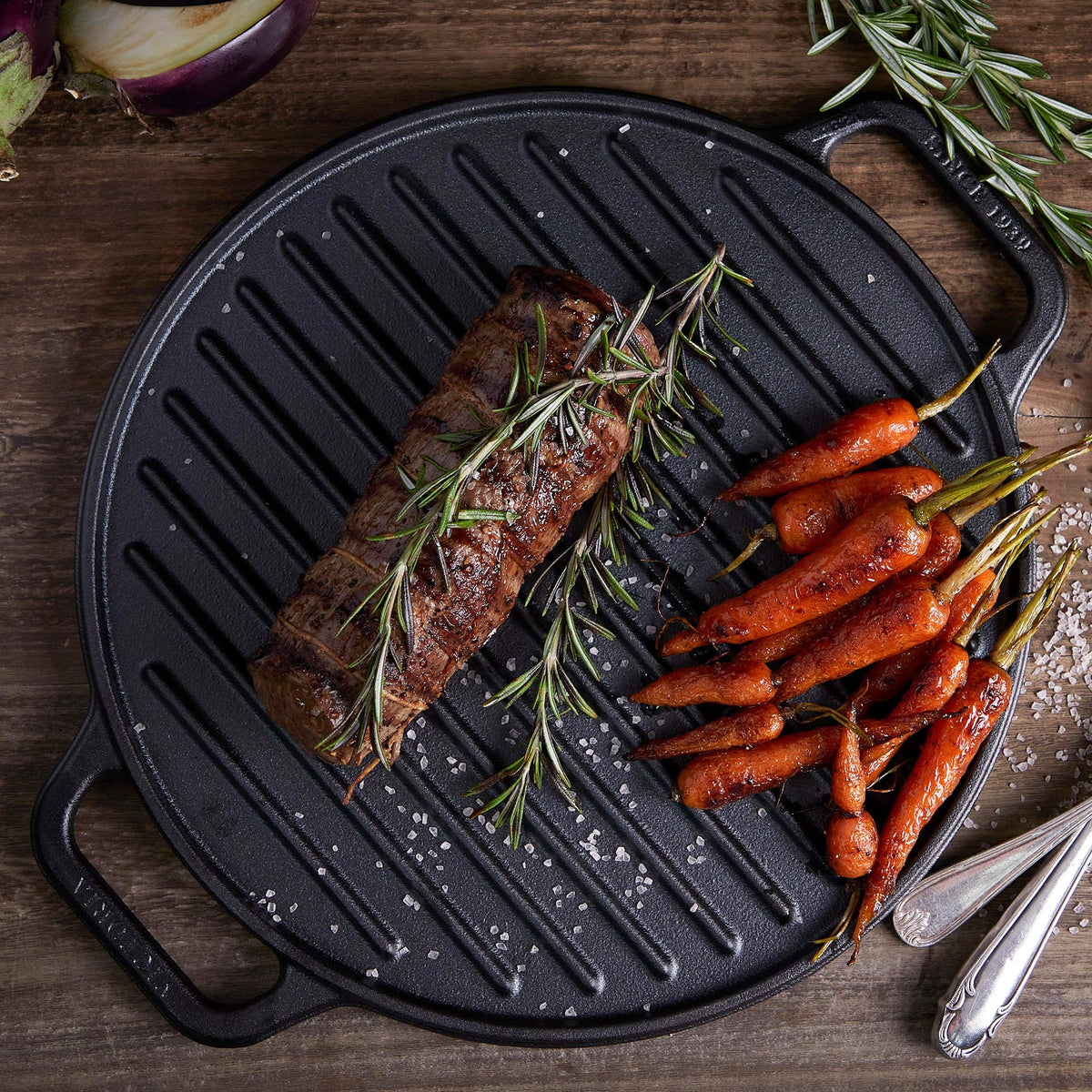 Plancha Asar Redonda Hierro Fundido Esmaltado 32 cm