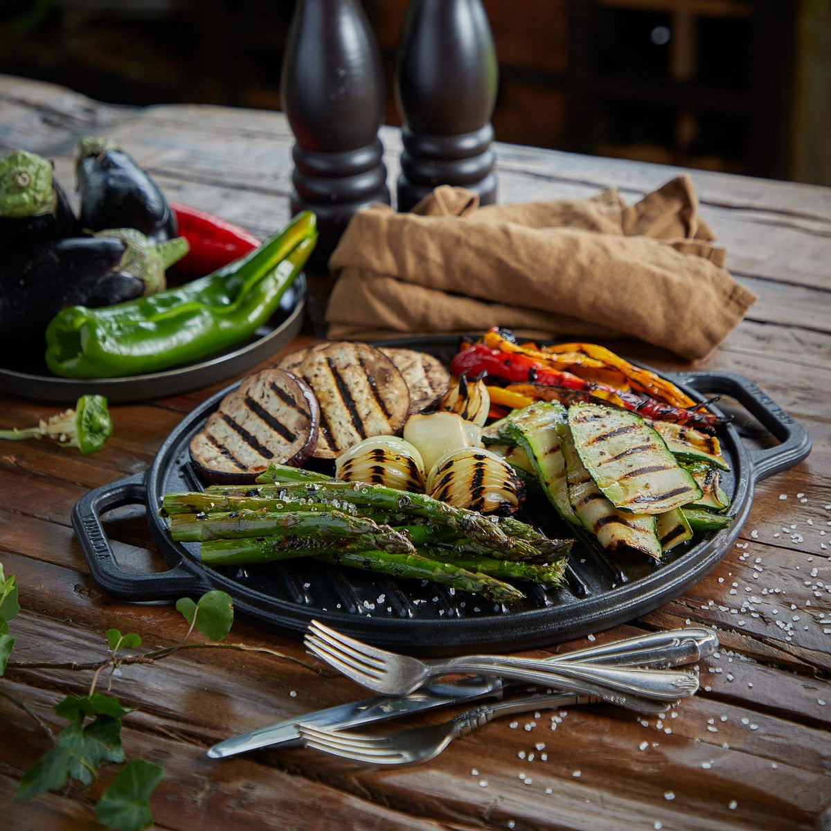 Plancha Asar Redonda Hierro Fundido Esmaltado 32 cm